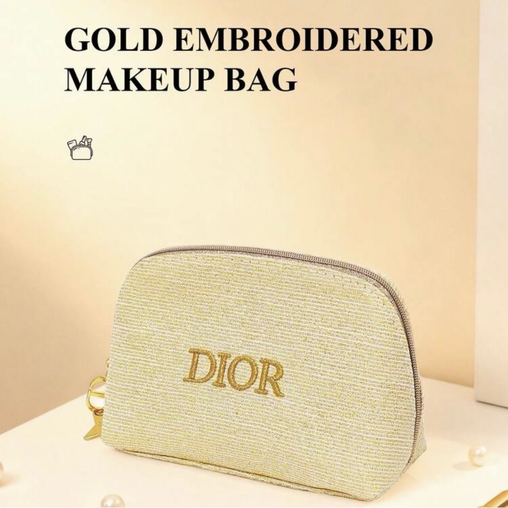 GWP Dior Gold Embroidered Makeup Bag *NO BOX* Please Read Description!!